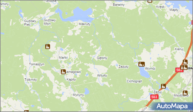 mapa Gębiny, Gębiny na mapie Targeo