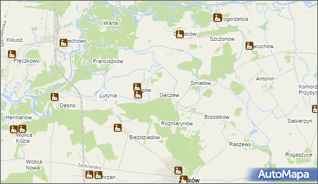 mapa Gęczew, Gęczew na mapie Targeo