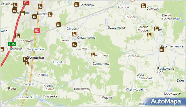 mapa Gertrudów, Gertrudów na mapie Targeo