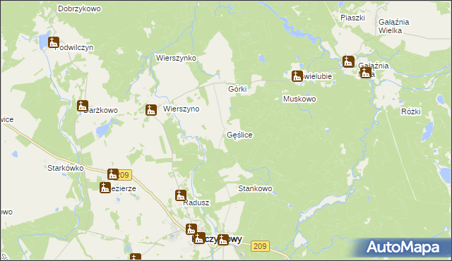 mapa Gęślice, Gęślice na mapie Targeo