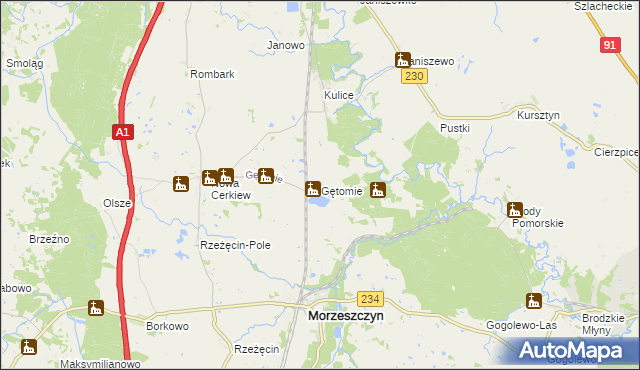 mapa Gętomie, Gętomie na mapie Targeo