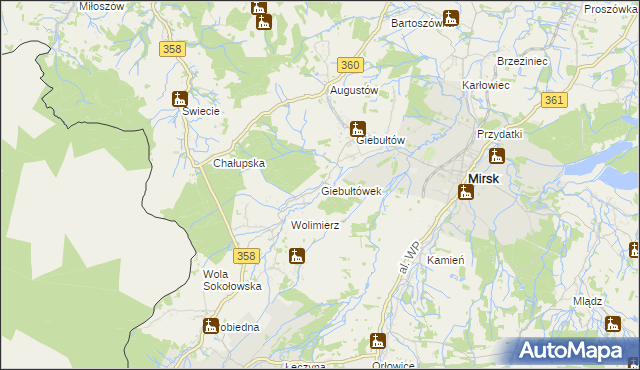 mapa Giebułtówek, Giebułtówek na mapie Targeo