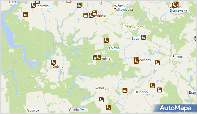 mapa Giedyle, Giedyle na mapie Targeo