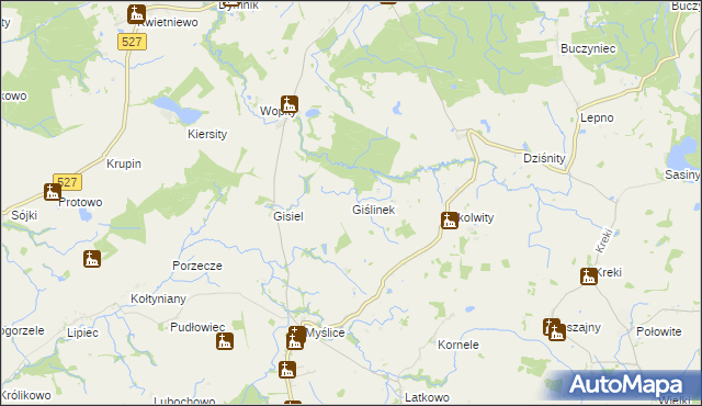 mapa Giślinek, Giślinek na mapie Targeo