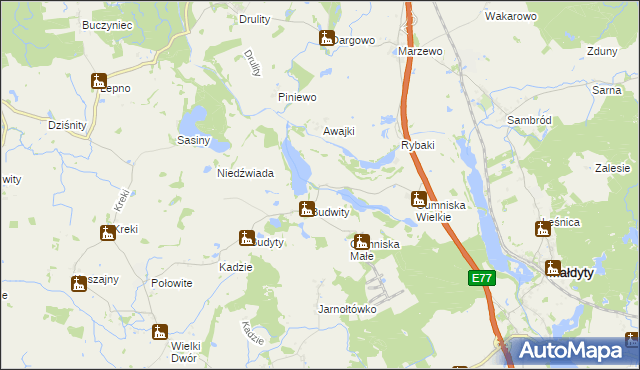 mapa Gizajny, Gizajny na mapie Targeo