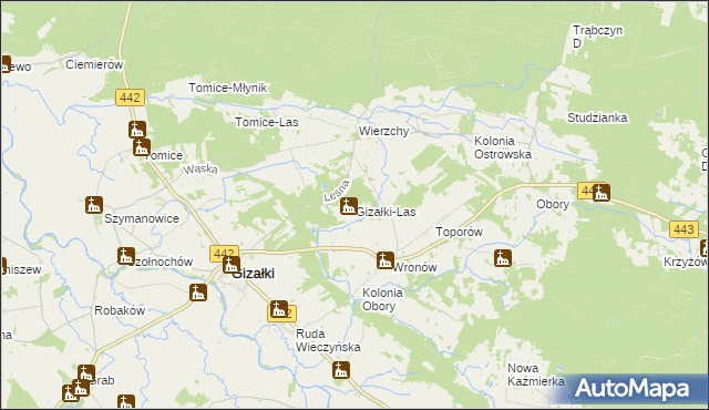 mapa Gizałki-Las, Gizałki-Las na mapie Targeo