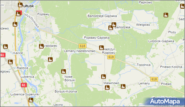 mapa Gładczyn, Gładczyn na mapie Targeo