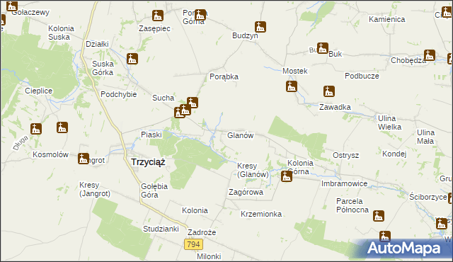 mapa Glanów, Glanów na mapie Targeo