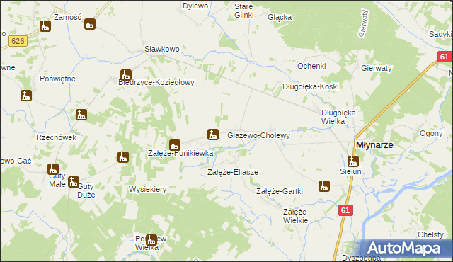 mapa Głażewo-Cholewy, Głażewo-Cholewy na mapie Targeo