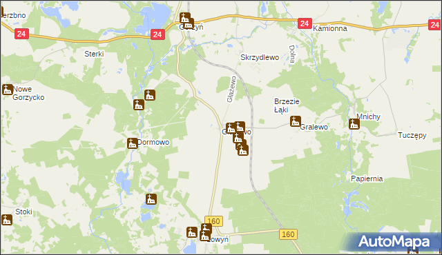 mapa Głażewo gmina Międzychód, Głażewo gmina Międzychód na mapie Targeo