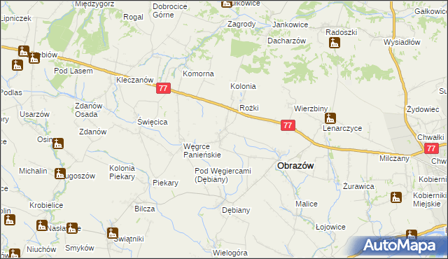 mapa Głazów gmina Obrazów, Głazów gmina Obrazów na mapie Targeo