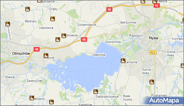 mapa Głębinów, Głębinów na mapie Targeo