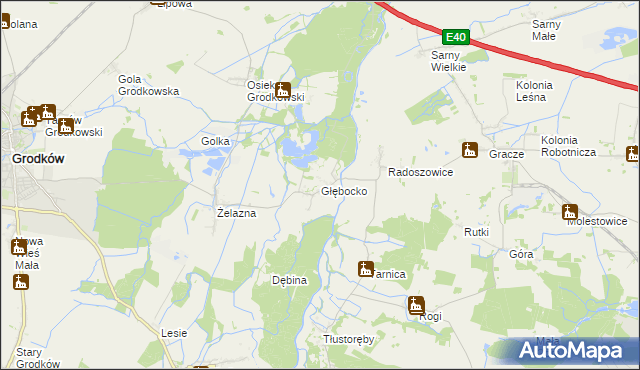 mapa Głębocko gmina Grodków, Głębocko gmina Grodków na mapie Targeo