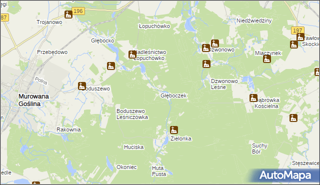 mapa Głęboczek gmina Murowana Goślina, Głęboczek gmina Murowana Goślina na mapie Targeo