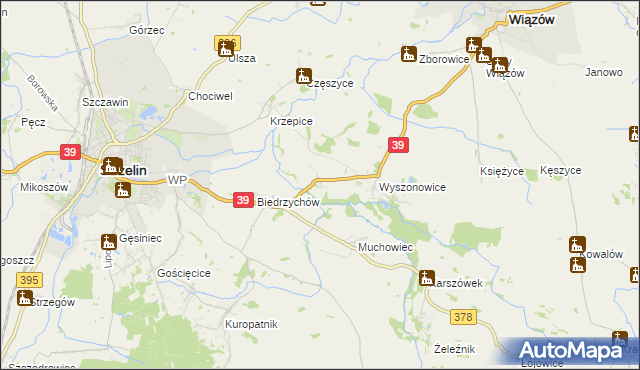 mapa Głęboka gmina Strzelin, Głęboka gmina Strzelin na mapie Targeo