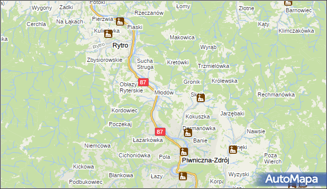 mapa Głębokie gmina Piwniczna-Zdrój, Głębokie gmina Piwniczna-Zdrój na mapie Targeo