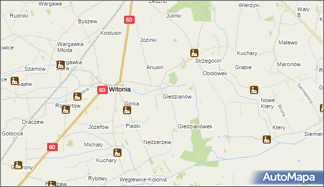 mapa Gledzianów, Gledzianów na mapie Targeo