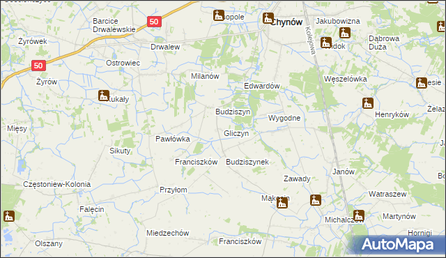 mapa Gliczyn, Gliczyn na mapie Targeo