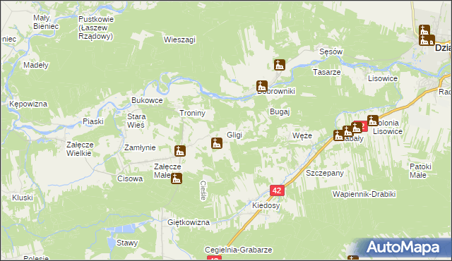 mapa Gligi, Gligi na mapie Targeo