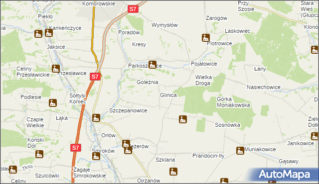 mapa Glinica gmina Miechów, Glinica gmina Miechów na mapie Targeo