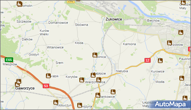 mapa Glinica gmina Żukowice, Glinica gmina Żukowice na mapie Targeo