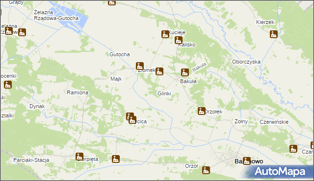 mapa Glinki gmina Baranowo, Glinki gmina Baranowo na mapie Targeo