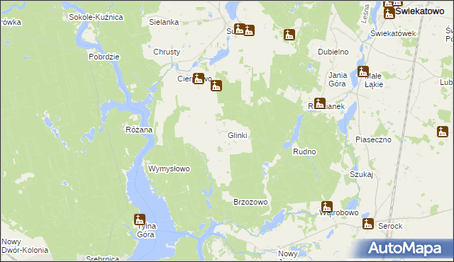 mapa Glinki gmina Koronowo, Glinki gmina Koronowo na mapie Targeo