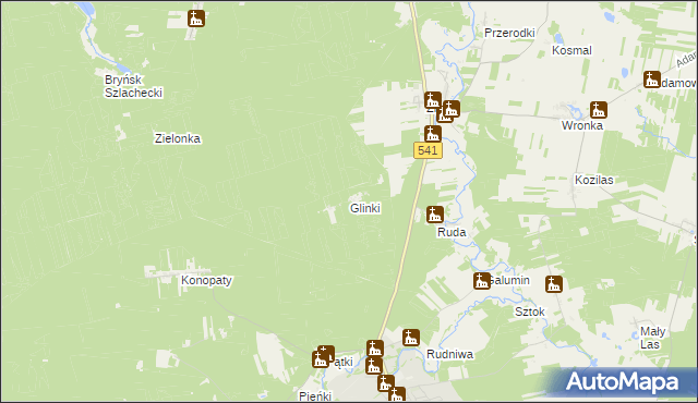 mapa Glinki gmina Lidzbark, Glinki gmina Lidzbark na mapie Targeo