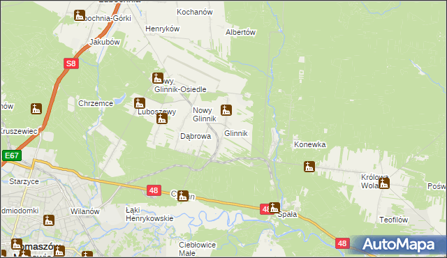 mapa Glinnik gmina Lubochnia, Glinnik gmina Lubochnia na mapie Targeo