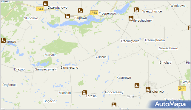 mapa Gliszcz, Gliszcz na mapie Targeo