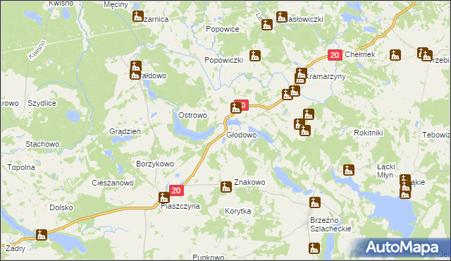 mapa Głodowo gmina Miastko, Głodowo gmina Miastko na mapie Targeo