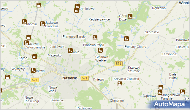 mapa Głodowo Wielkie, Głodowo Wielkie na mapie Targeo