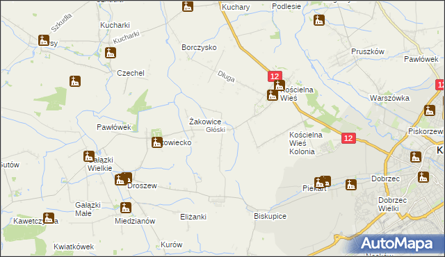 mapa Głóski, Głóski na mapie Targeo