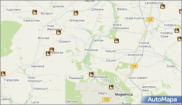 mapa Główczyn gmina Mogielnica, Główczyn gmina Mogielnica na mapie Targeo