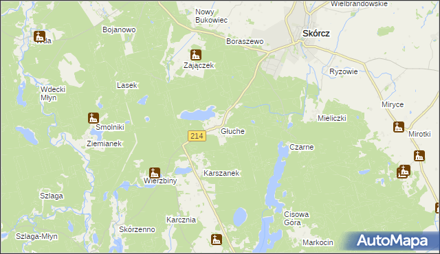 mapa Głuche gmina Osiek, Głuche gmina Osiek na mapie Targeo