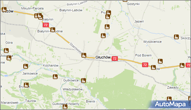 mapa Głuchów powiat skierniewicki, Głuchów powiat skierniewicki na mapie Targeo