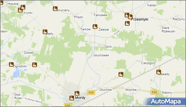 mapa Głuchówek gmina Przesmyki, Głuchówek gmina Przesmyki na mapie Targeo