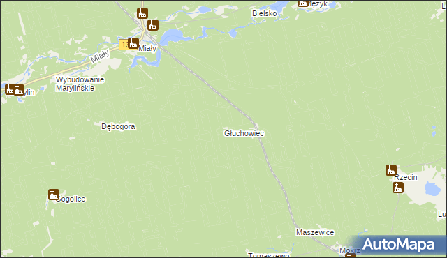 mapa Głuchowiec, Głuchowiec na mapie Targeo