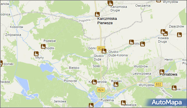 mapa Głusko Duże, Głusko Duże na mapie Targeo