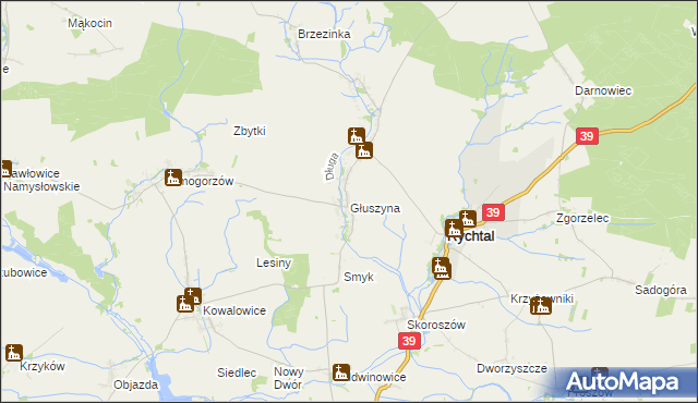 mapa Głuszyna gmina Namysłów, Głuszyna gmina Namysłów na mapie Targeo