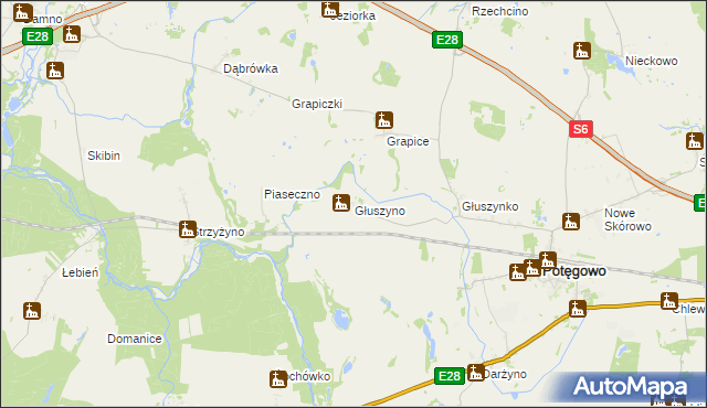 mapa Głuszyno, Głuszyno na mapie Targeo