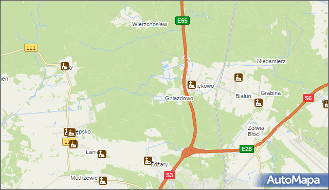 mapa Gniazdowo gmina Goleniów, Gniazdowo gmina Goleniów na mapie Targeo