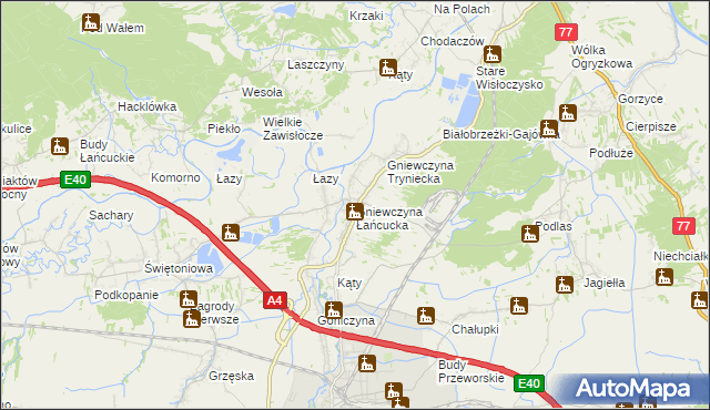 mapa Gniewczyna Łańcucka, Gniewczyna Łańcucka na mapie Targeo