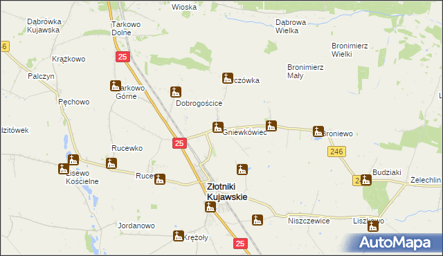 mapa Gniewkówiec, Gniewkówiec na mapie Targeo