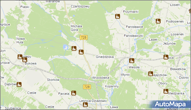 mapa Gnieździska, Gnieździska na mapie Targeo