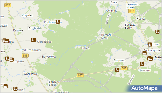 mapa Gnilec, Gnilec na mapie Targeo
