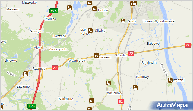mapa Gniszewo, Gniszewo na mapie Targeo
