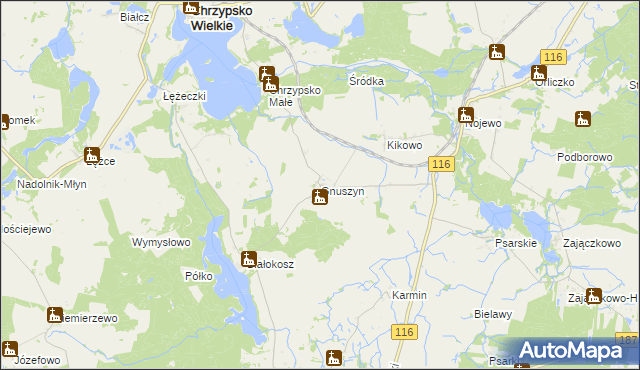 mapa Gnuszyn, Gnuszyn na mapie Targeo