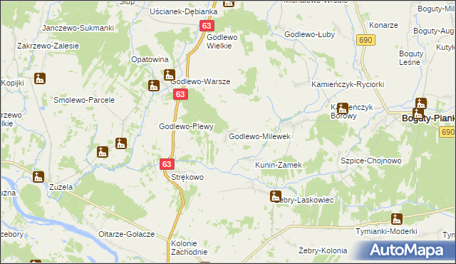 mapa Godlewo-Milewek, Godlewo-Milewek na mapie Targeo