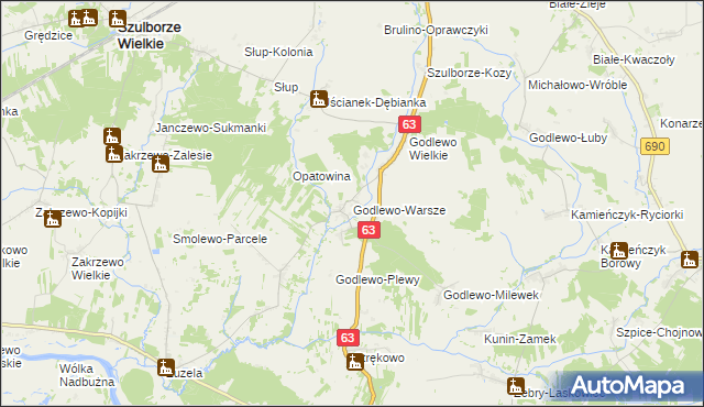 mapa Godlewo-Warsze, Godlewo-Warsze na mapie Targeo